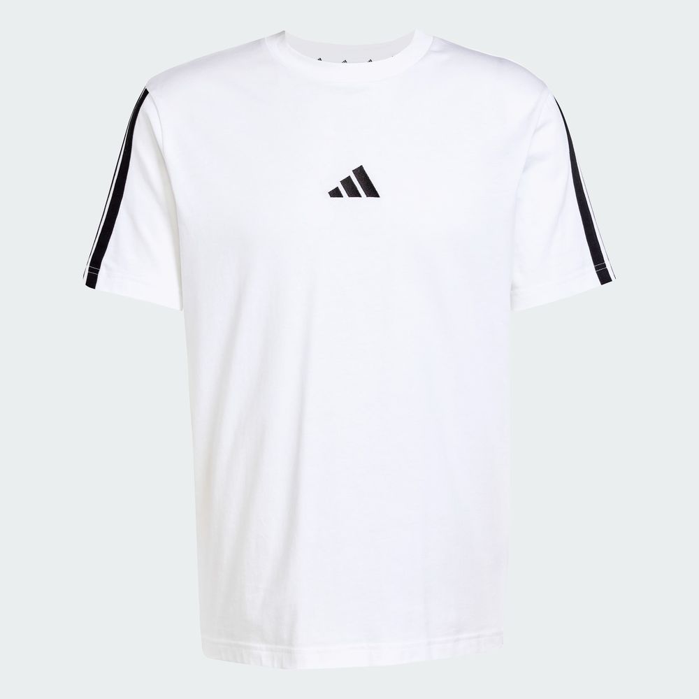 Foto 4 pulgar | Playera Adidas Essentials 3 Franjas Tejido Jersey Blanco para Hombre