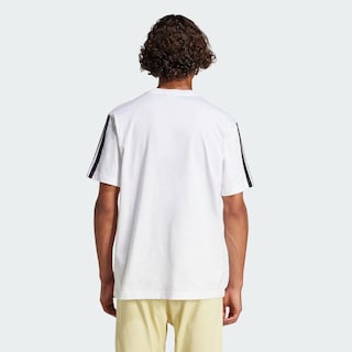Foto 4 | Playera Adidas Essentials 3 Franjas Tejido Jersey Blanco para Hombre