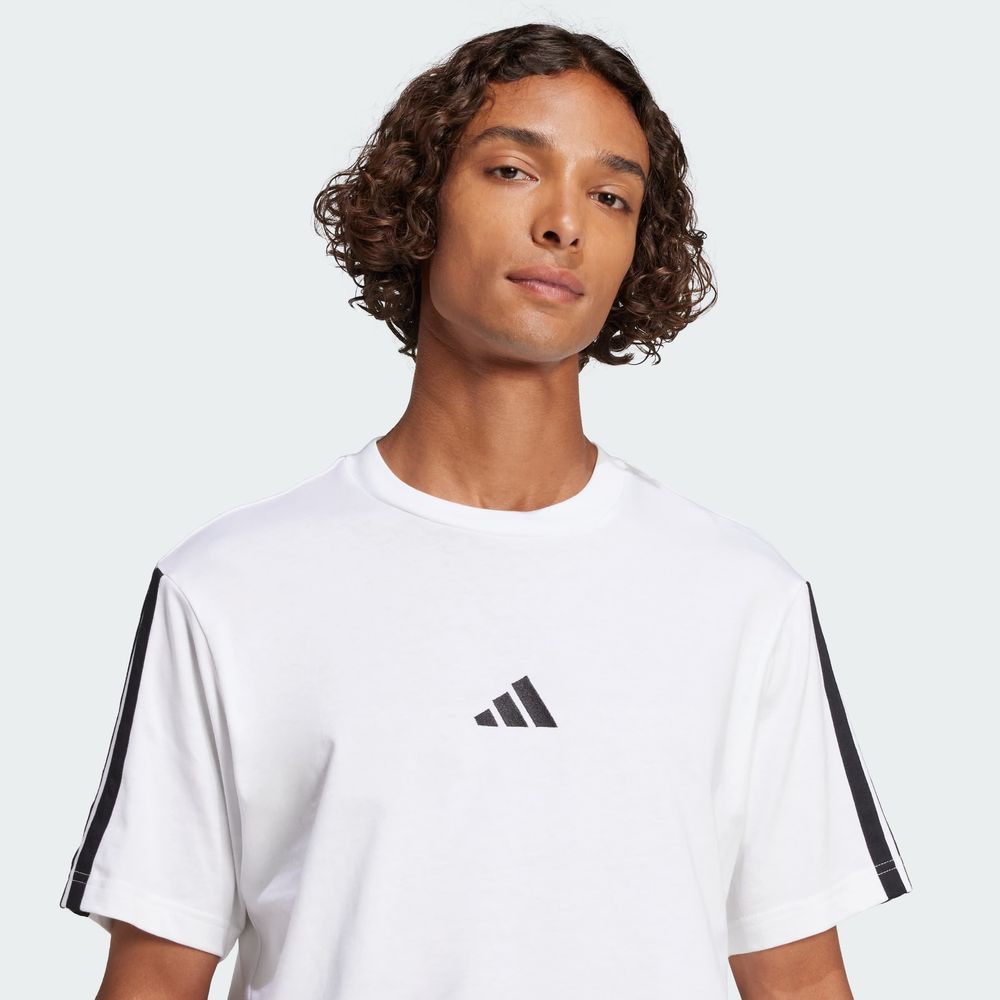 Foto 7 pulgar | Playera Adidas Essentials 3 Franjas Tejido Jersey Blanco para Hombre