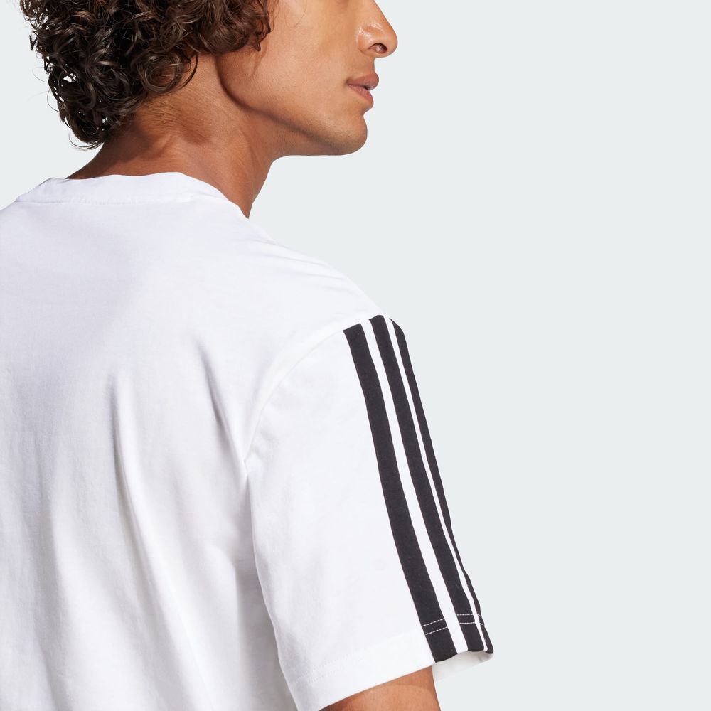 Foto 8 pulgar | Playera Adidas Essentials 3 Franjas Tejido Jersey Blanco para Hombre
