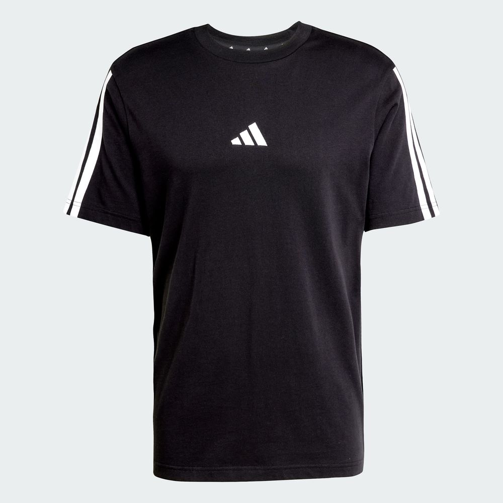 Foto 4 pulgar | Playera Adidas Essentials 3 Franjas Tejido Jersey Negro