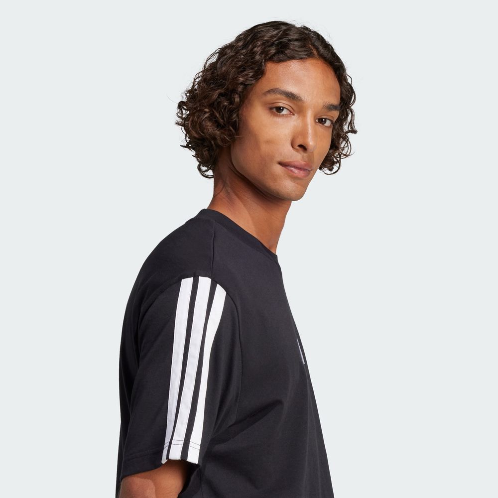 Foto 7 pulgar | Playera Adidas Essentials 3 Franjas Tejido Jersey Negro