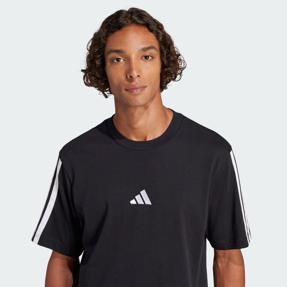 Foto 8 pulgar | Playera Adidas Essentials 3 Franjas Tejido Jersey Negro