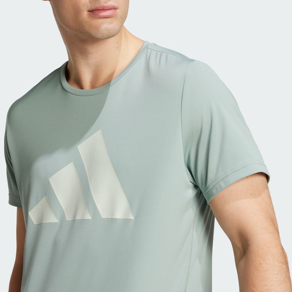Foto 7 pulgar | Playera Run It Adidas Verde Hombre