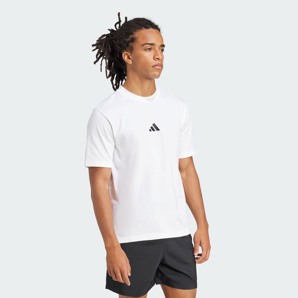 Foto 5 | Playera Essentials Logo Pequeño Tejido Jersey Adidas Blanco Hombre