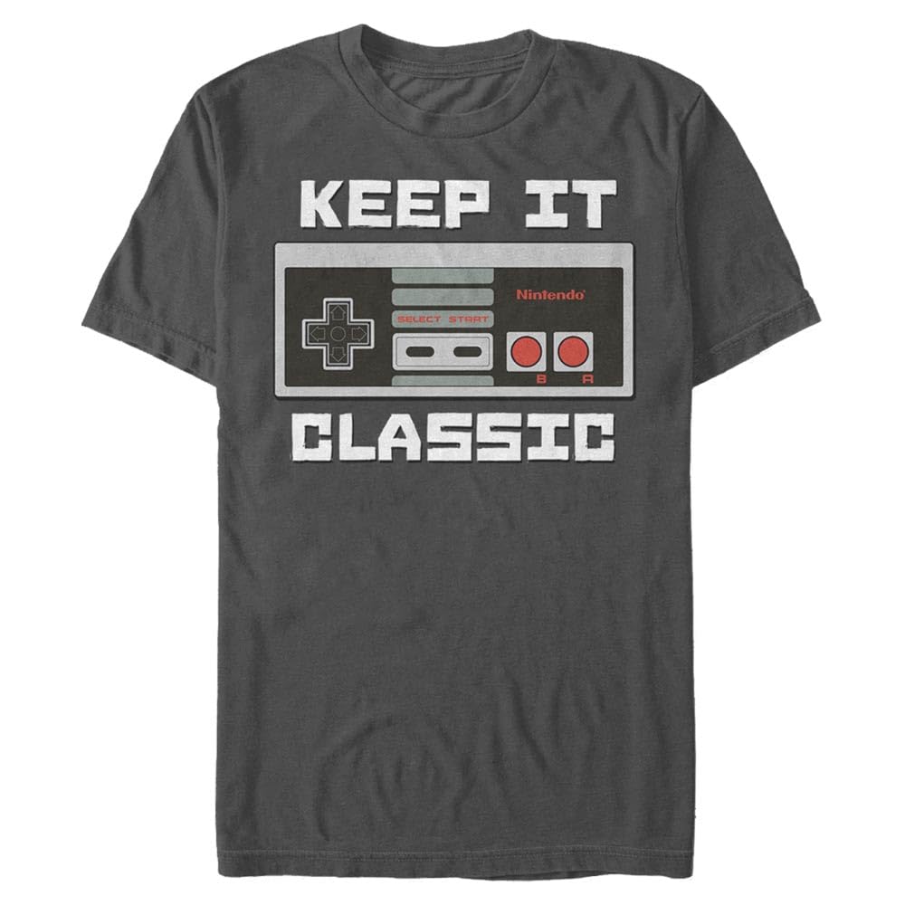 Camiseta Nintendo Keep It Classic Para Hombre Color Carbón Talla L - Venta Internacional.