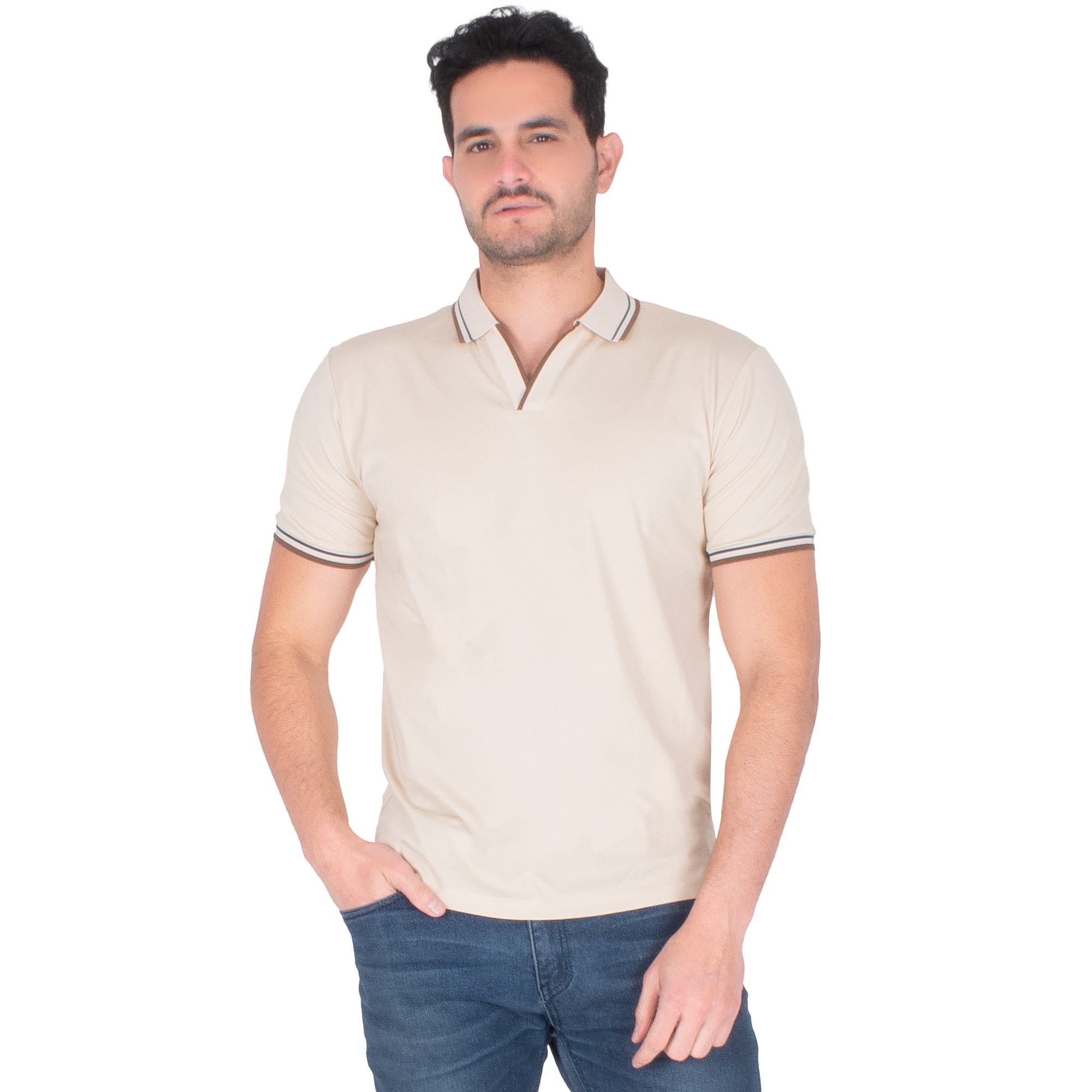 Generra | Playera Tipo Polo Casual De Cuello V Para Caballero