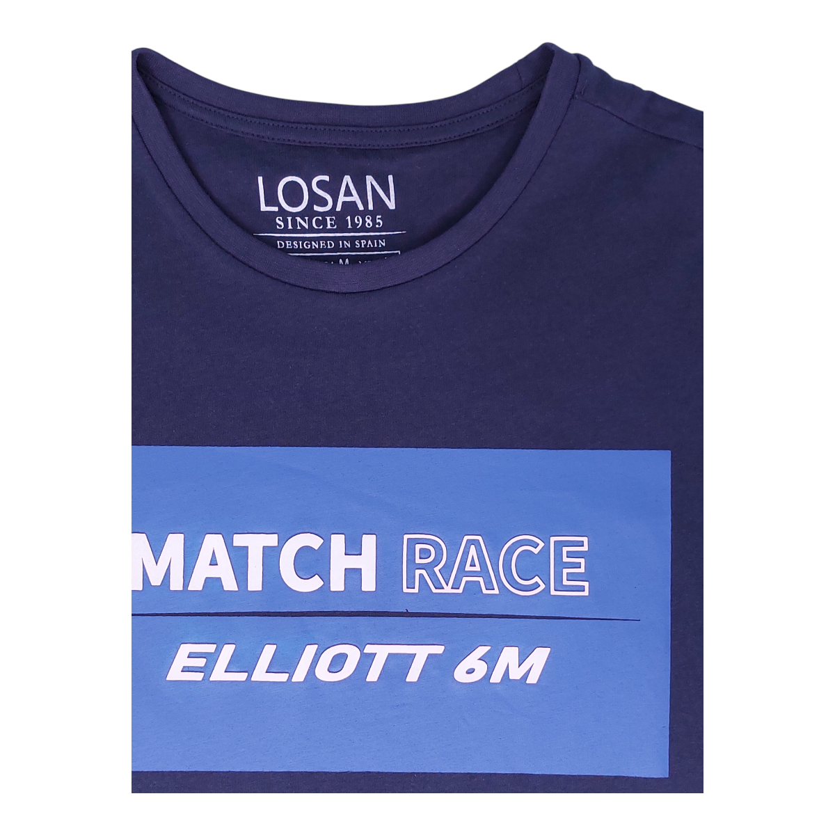 Foto 4 pulgar | Playera Para Caballero Azul Marino ''match Race Elliott 6m'' Losan