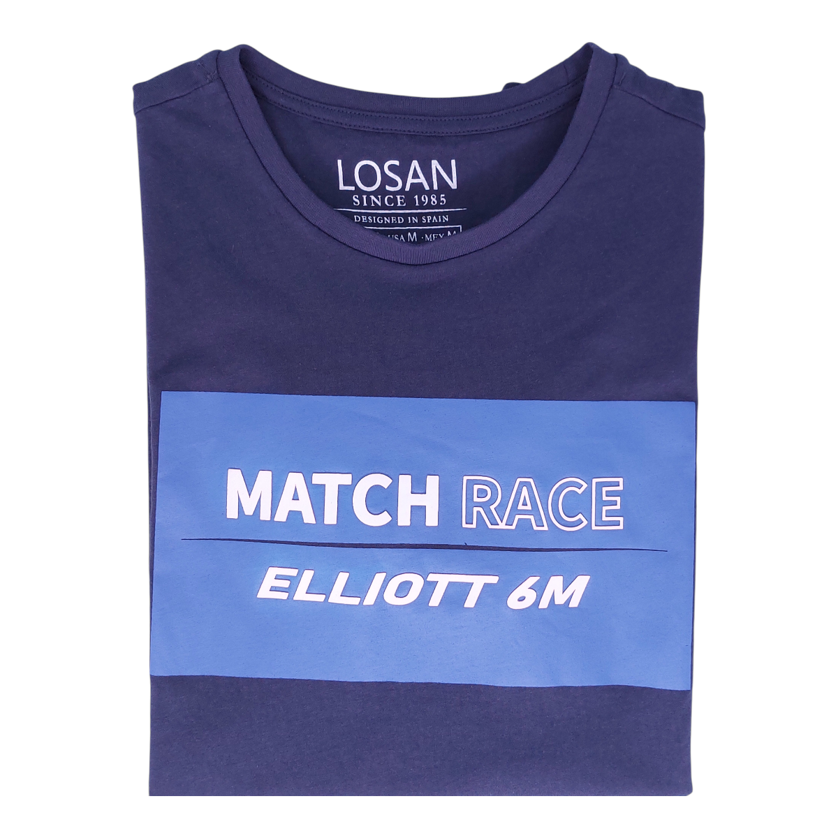 Foto 6 pulgar | Playera Para Caballero Azul Marino ''match Race Elliott 6m'' Losan