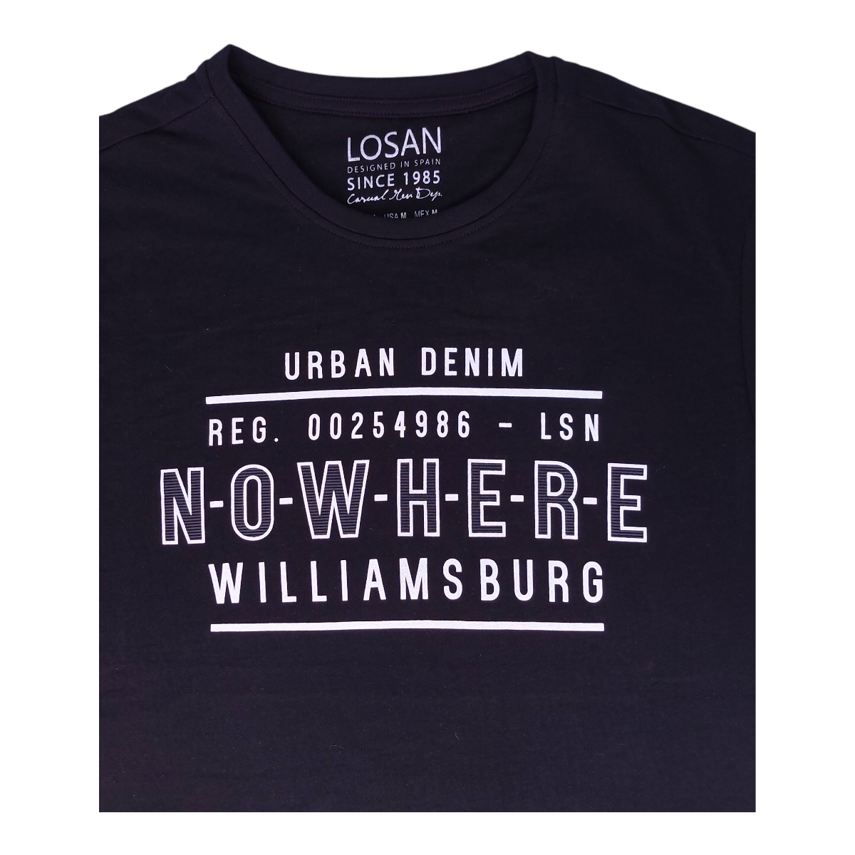 Foto 3 pulgar | Playera ''urban Denim, N-o-w-h-e-r-e'' Para Caballero Losan