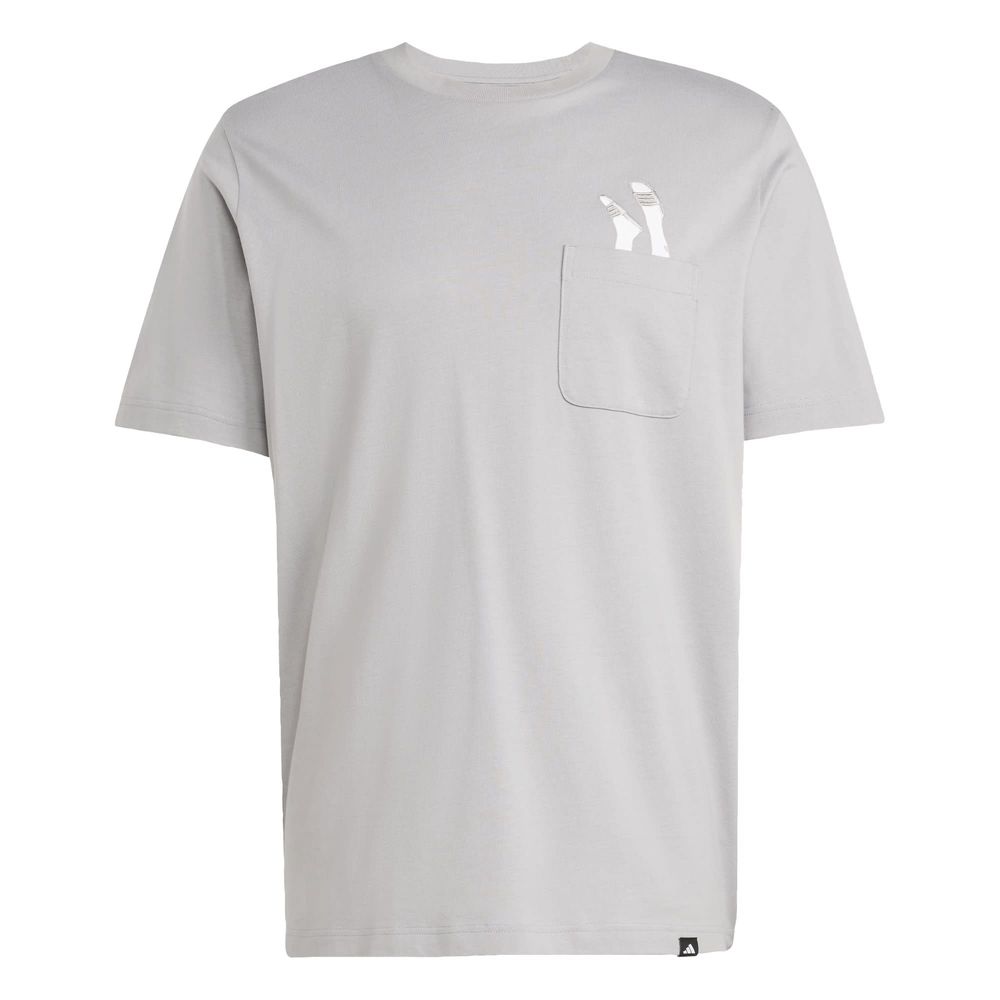 Playera Estampada Bolsillo Lounge Slides Adidas Gris Hombre