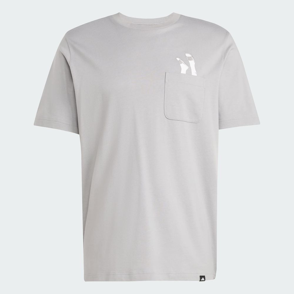 Foto 4 pulgar | Playera Estampada Bolsillo Lounge Slides Adidas Gris Hombre