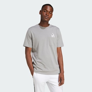 Foto 5 | Playera Estampada Bolsillo Lounge Slides Adidas Gris Hombre