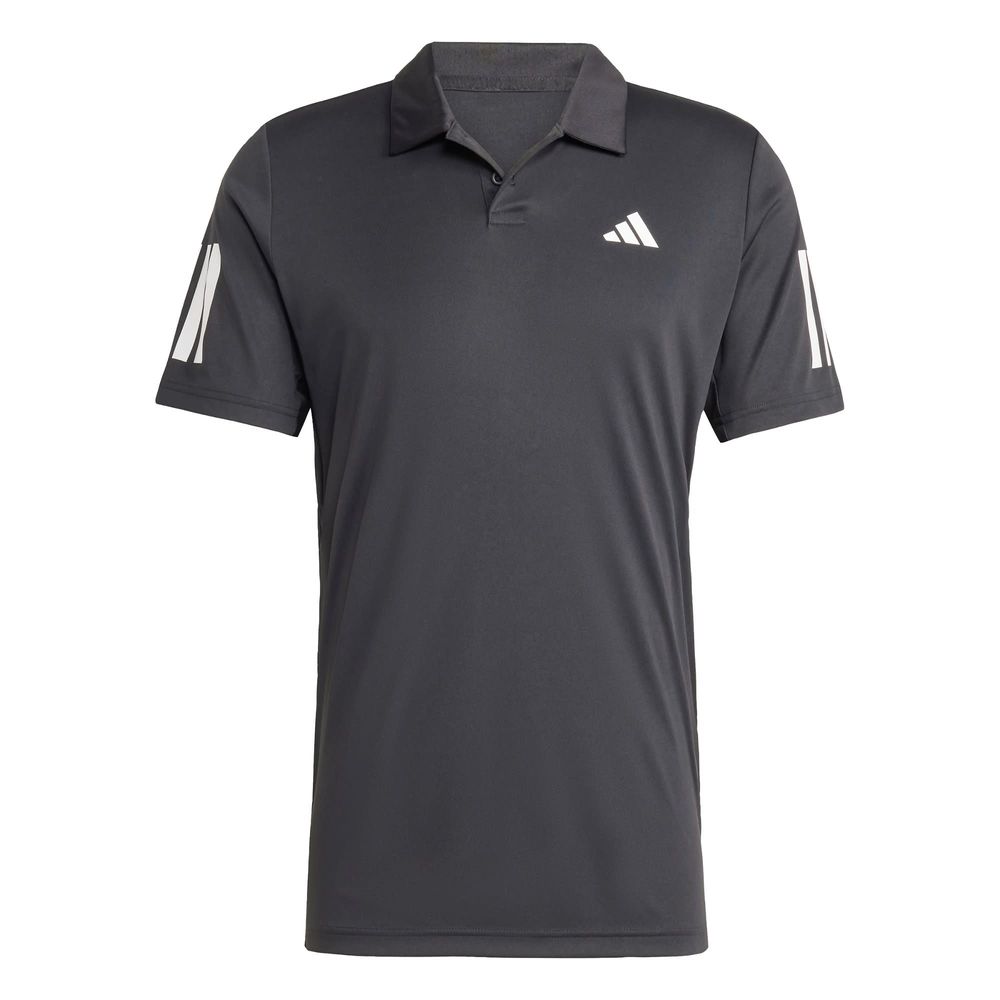 Playera Cuello Camisa De Tennis Club 3 Franjas Adidas Negro Hombre