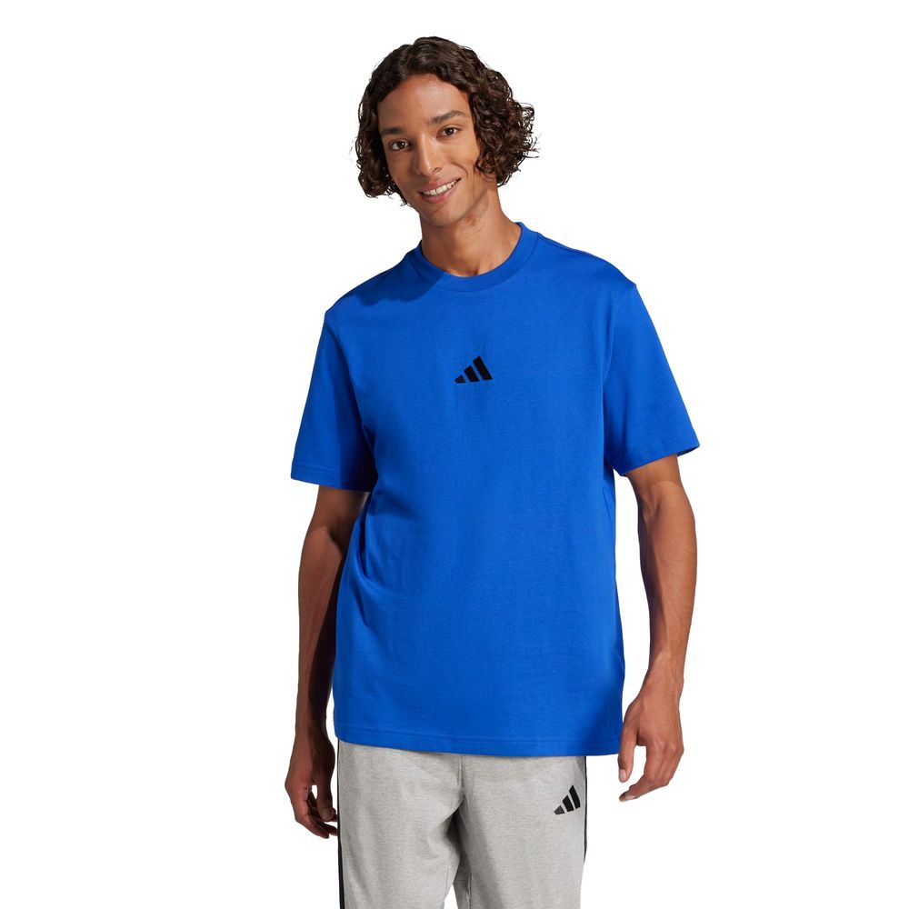 Foto 3 pulgar | Playera Essentials Logo Pequeño Tejido Jersey Adidas Azul Hombre
