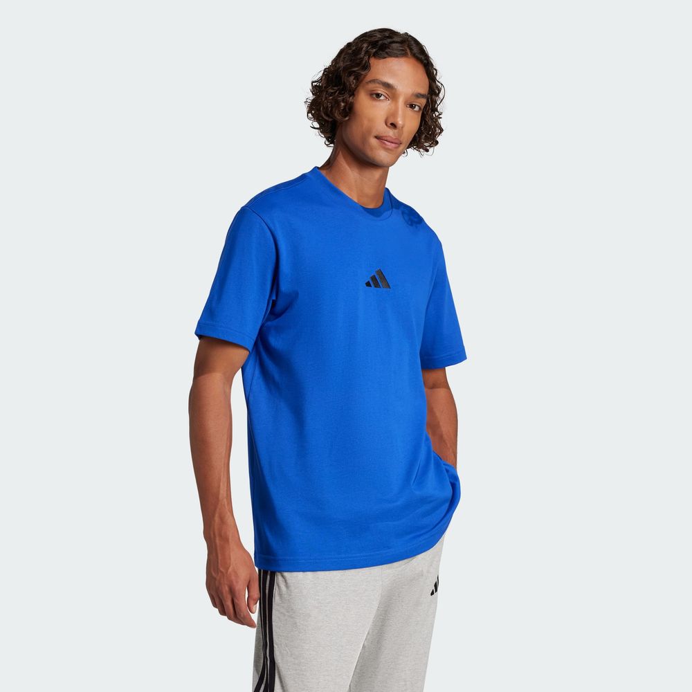 Foto 6 pulgar | Playera Essentials Logo Pequeño Tejido Jersey Adidas Azul Hombre