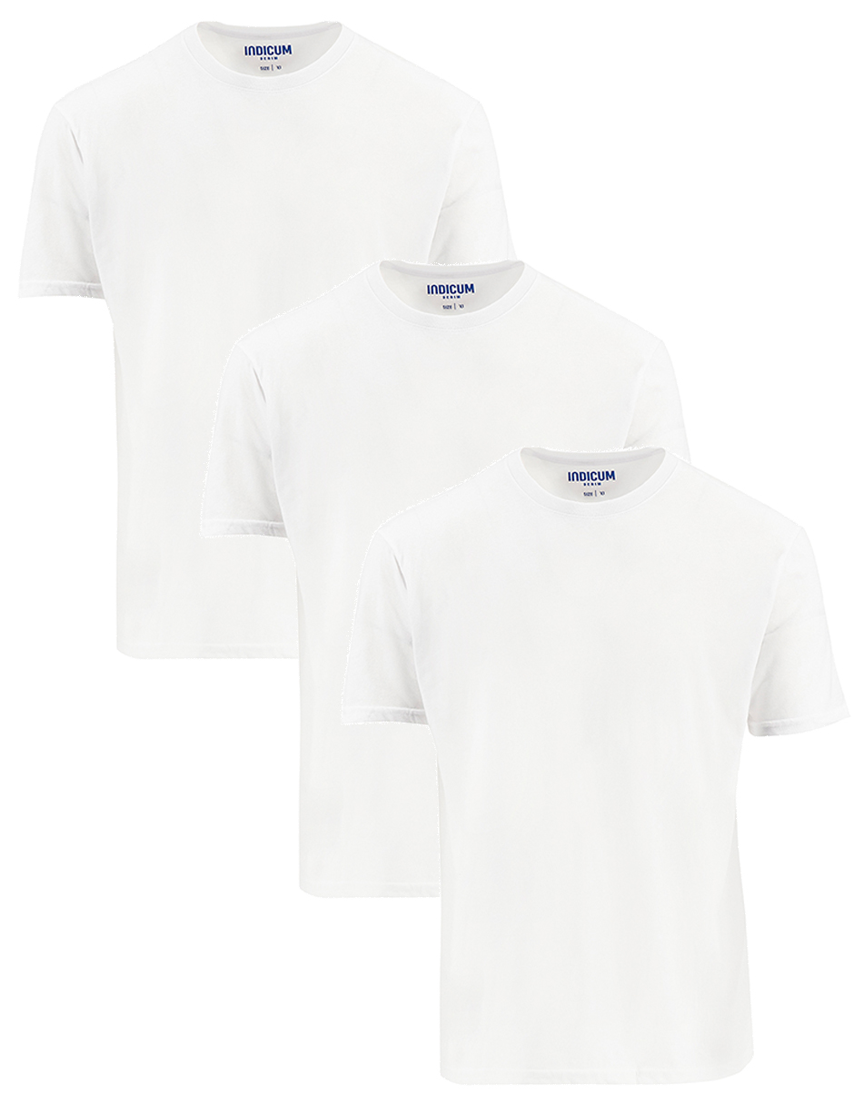 Foto 2 pulgar | Set de Playeras Básicas Indicum Denim Blancas 3 Piezas para Hombre