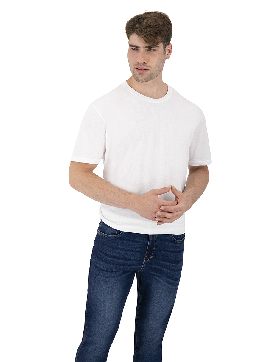 Foto 8 pulgar | Set de Playeras Básicas Indicum Denim Blancas 3 Piezas para Hombre