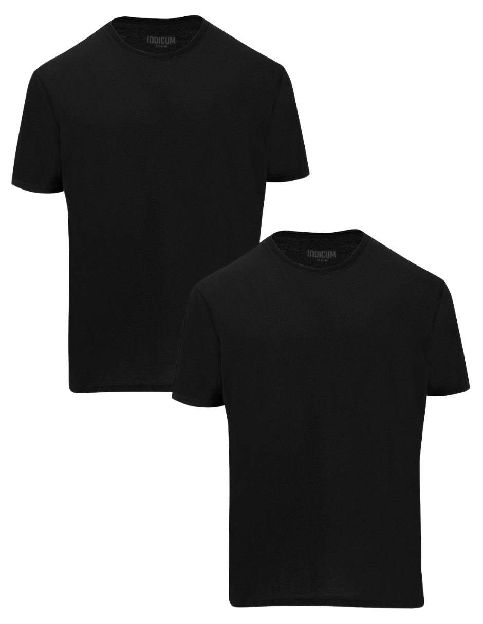 Foto 2 pulgar | Set de 2 Playeras Básicas Indicum Denim Negras para Hombre