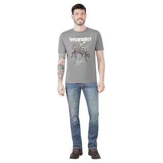Foto 4 | Playera Wrangler Hombre Slim Manga Corta 294 Gris Oscuro