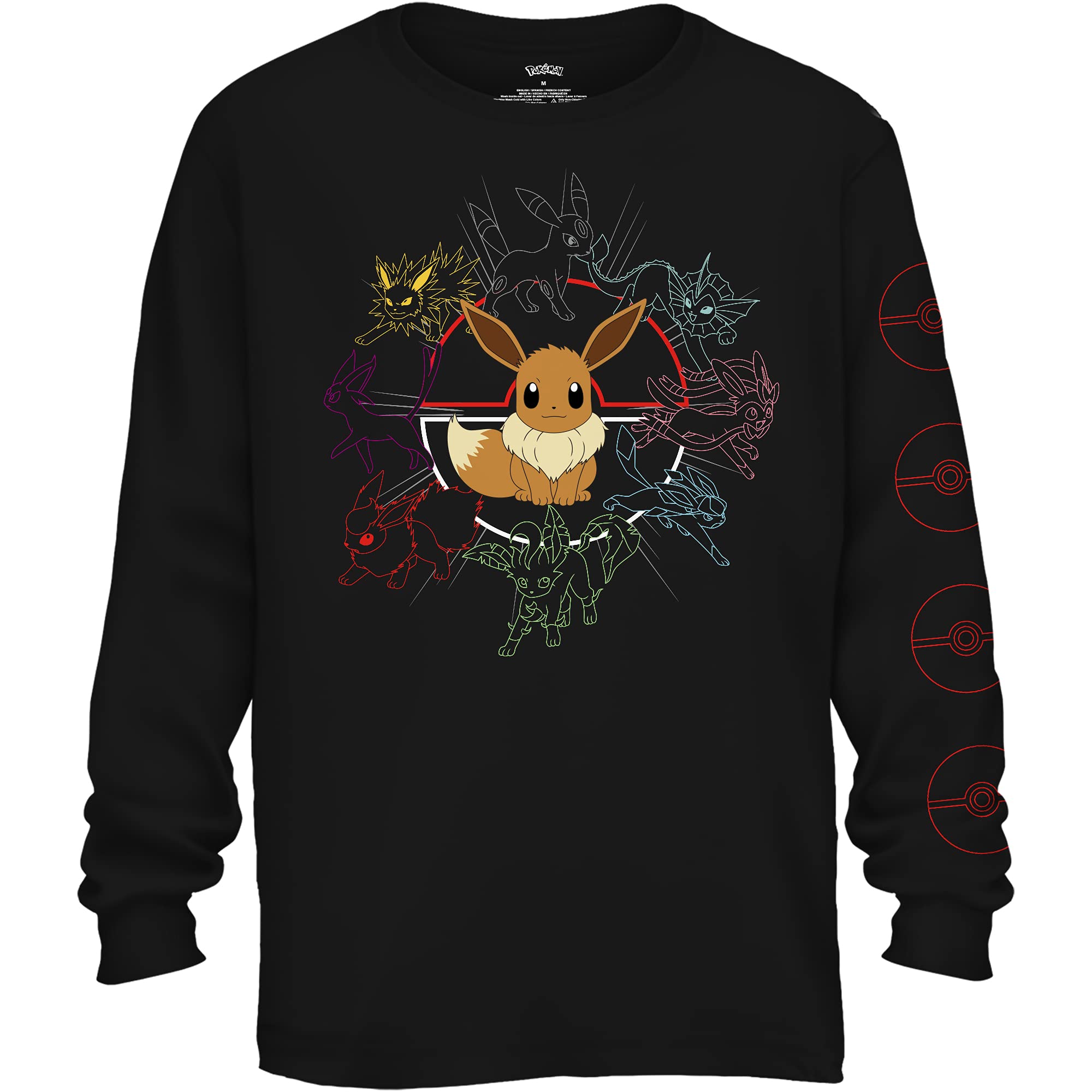 Foto 2 pulgar | Camiseta Pokemon Mono Eeveeloutions Eevee De Manga Larga - Venta Internacional.