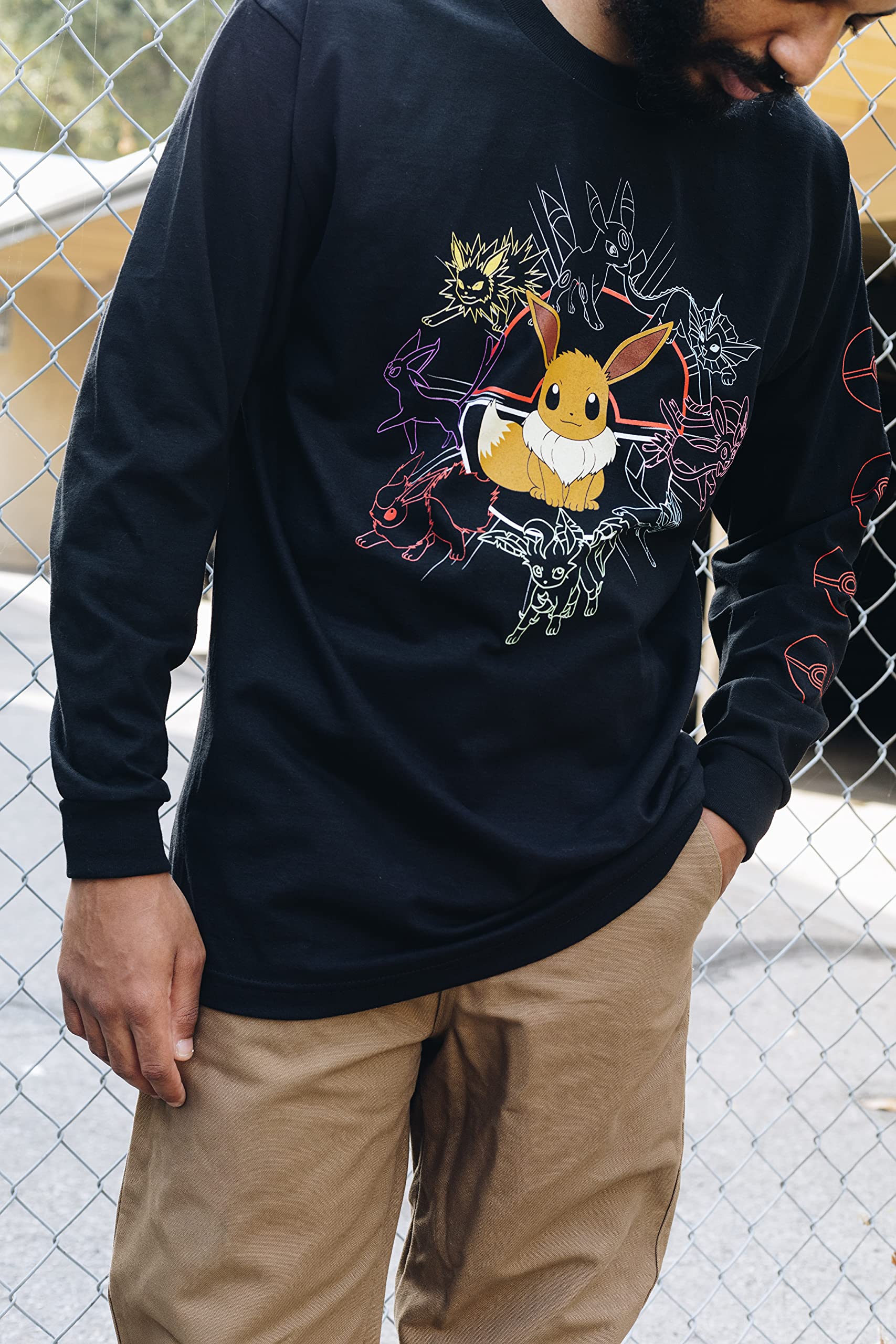 Foto 6 pulgar | Camiseta Pokemon Mono Eeveeloutions Eevee De Manga Larga - Venta Internacional.