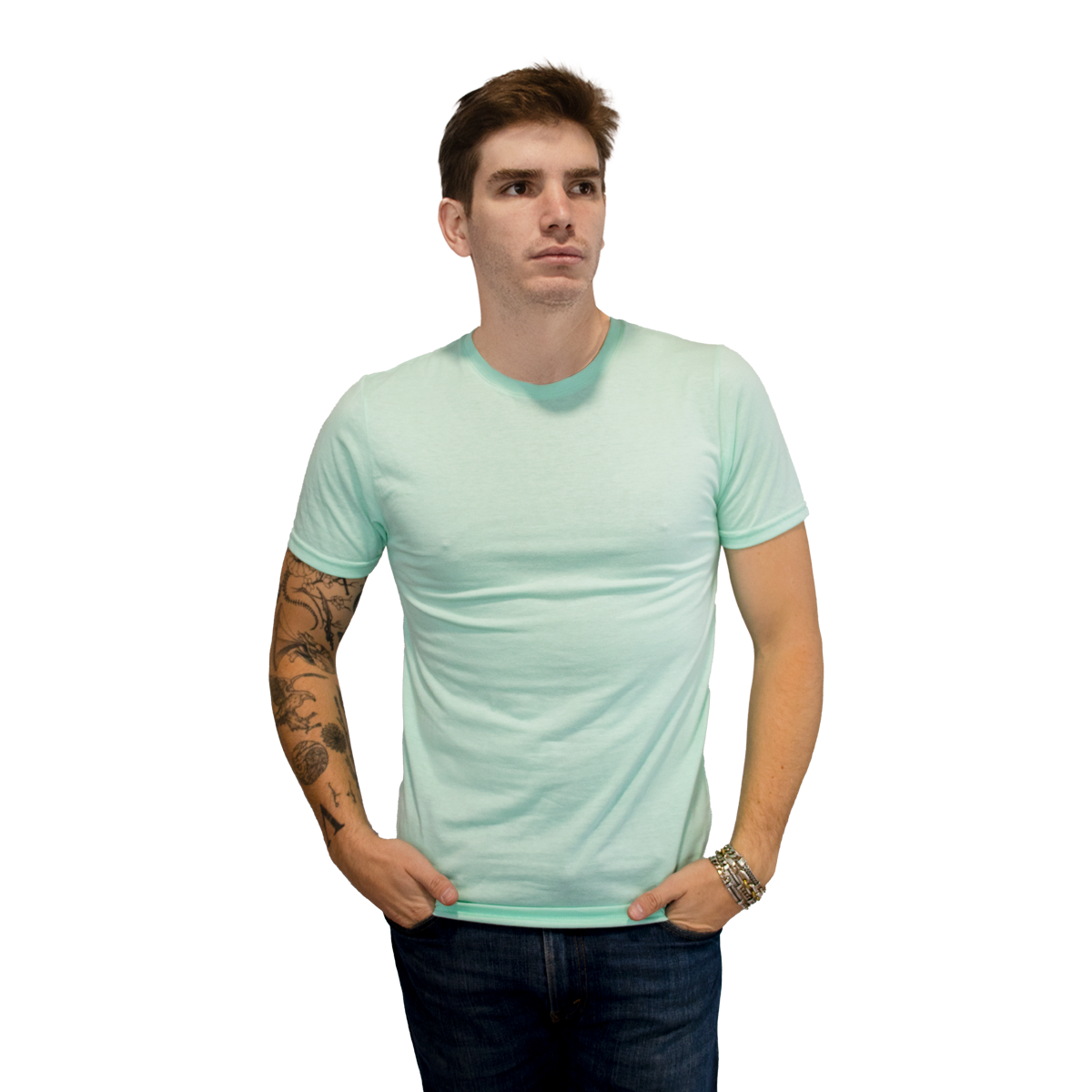 Playera Básica Indicum Denim Menta para Hombre