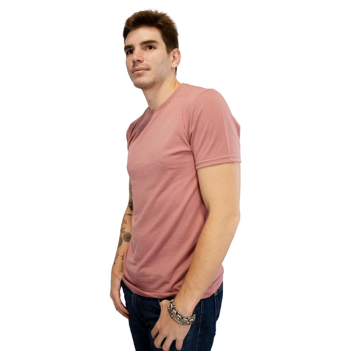 Foto 4 pulgar | Playera Básica Indicum Denim Rosa para Hombre