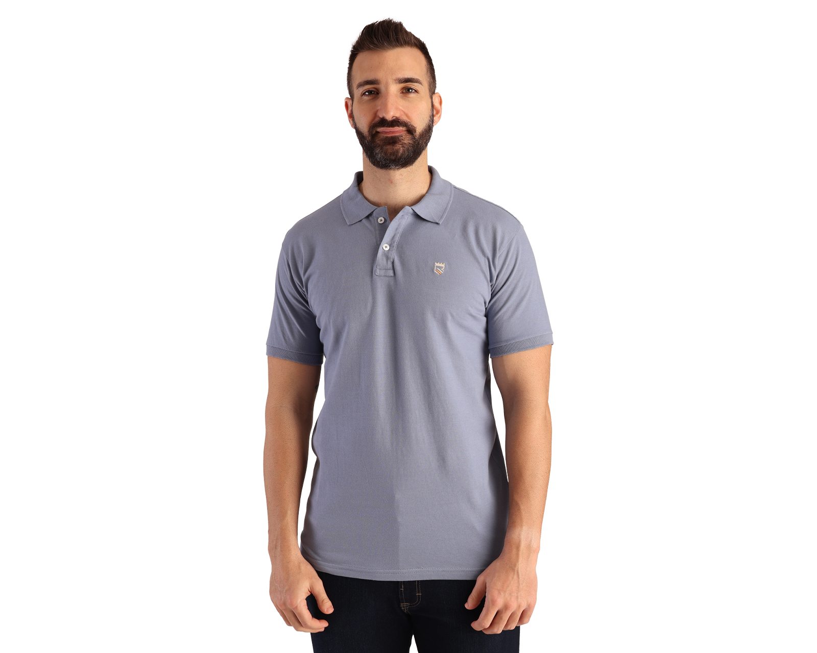 Foto 2 pulgar | Playera Tipo Polo Para Hombre Marca Rams Cottons Modelo Roger Color Azul Acero Slim Fit