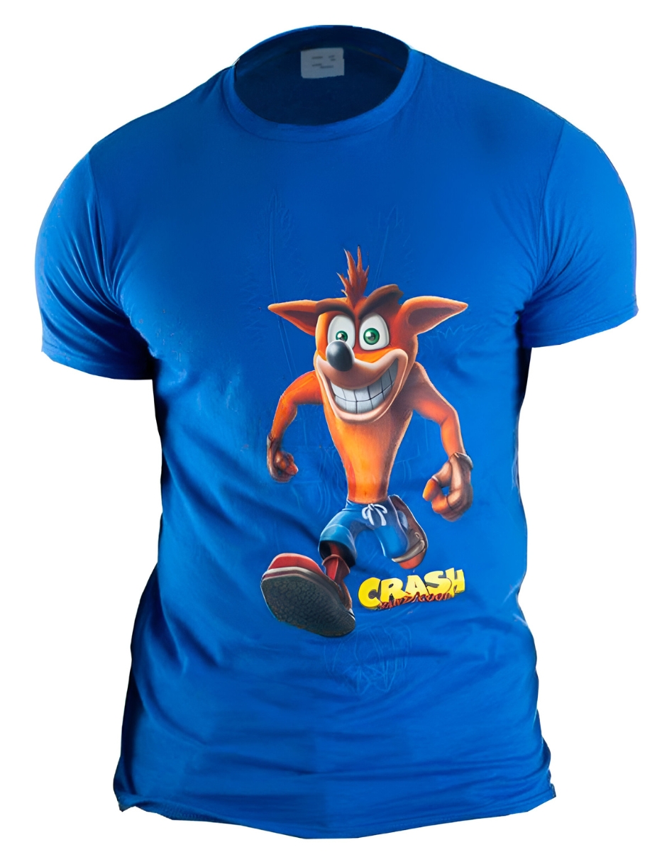 Playera De Algodón Crash Bandicoot Color Azul Talla Chica