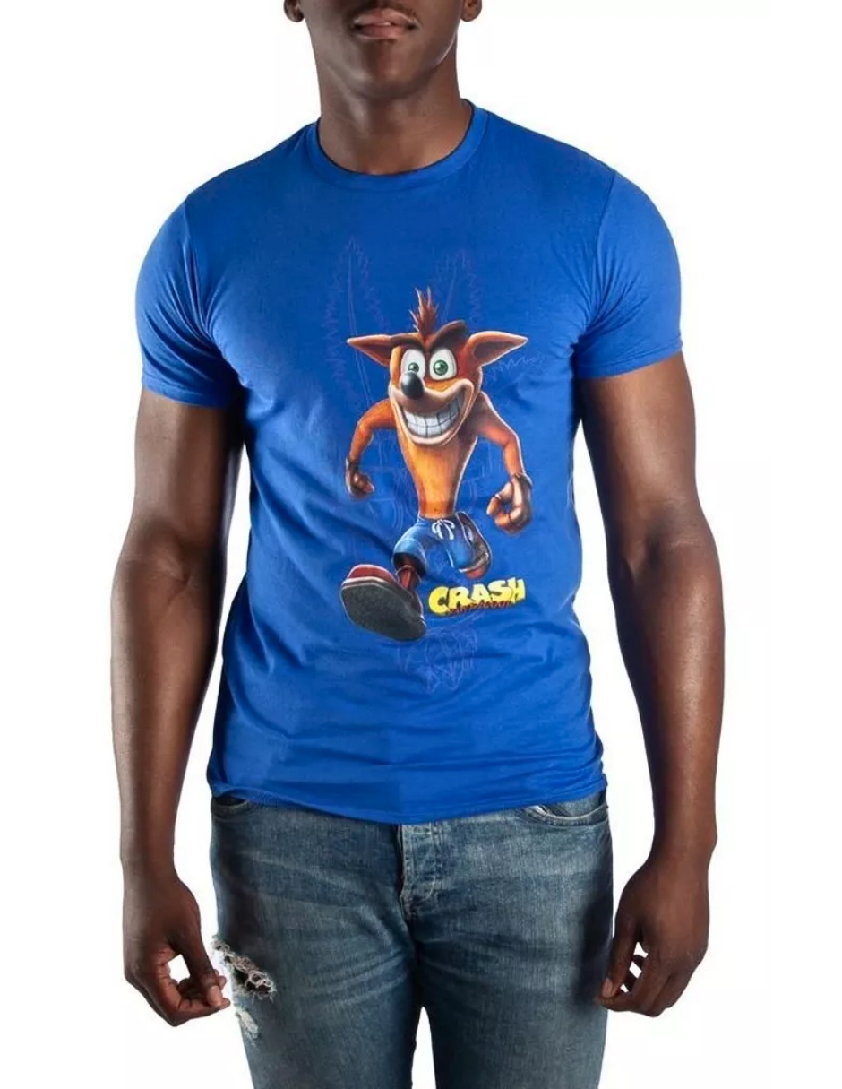 Playera De Algodón Crash Bandicoot Color Azul Talla Grande
