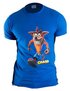 Foto 2 | Playera De Algodón Crash Bandicoot Color Azul Talla Grande