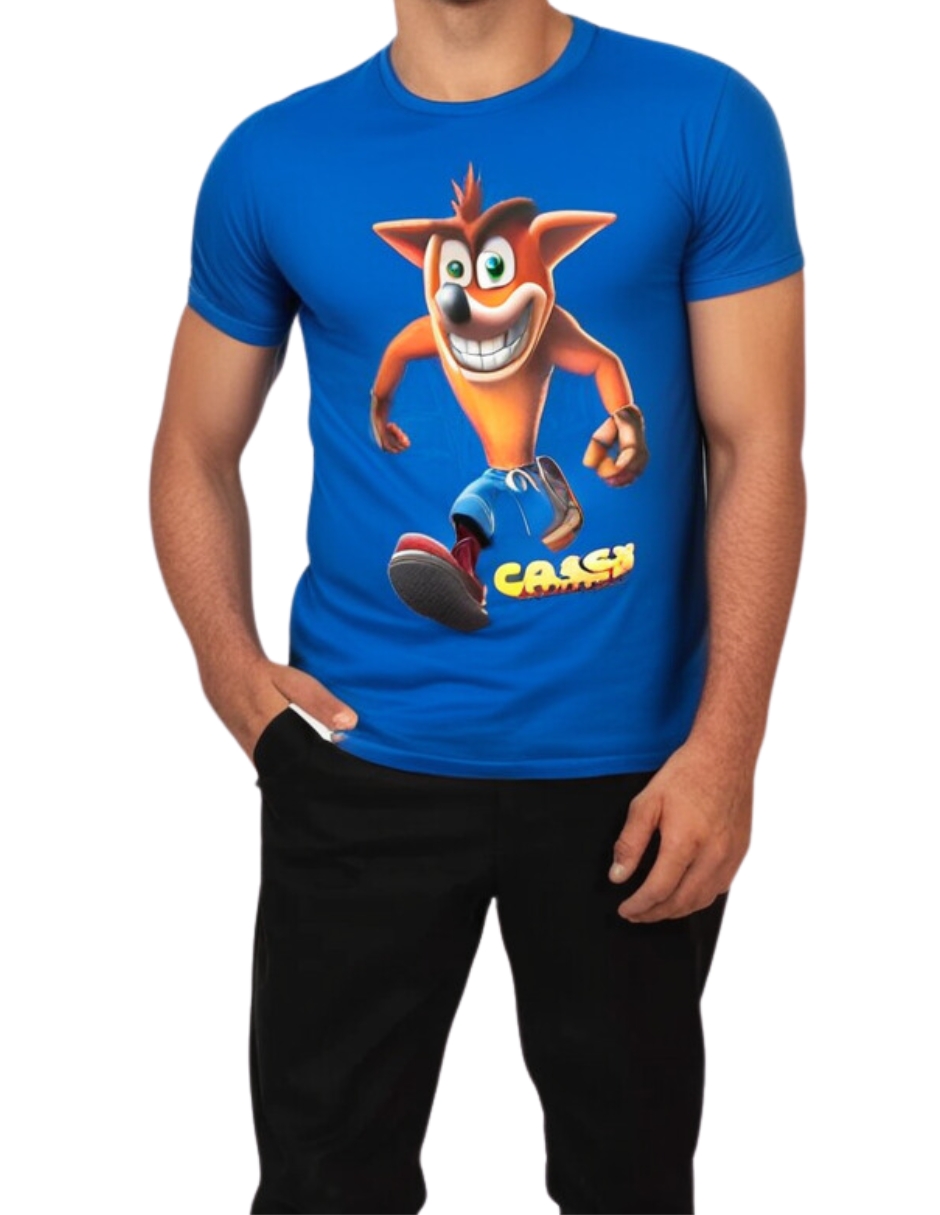 Foto 5 pulgar | Playera De Algodón Crash Bandicoot Color Azul Talla Grande