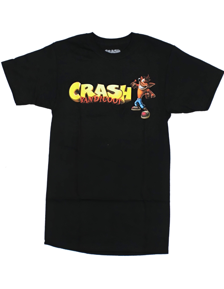 Playera De Algodón Crash Bandicoot Color Negra Talla Chica