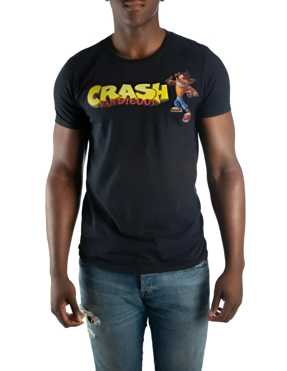 Foto 4 pulgar | Playera De Algodón Crash Bandicoot Color Negra Talla Chica