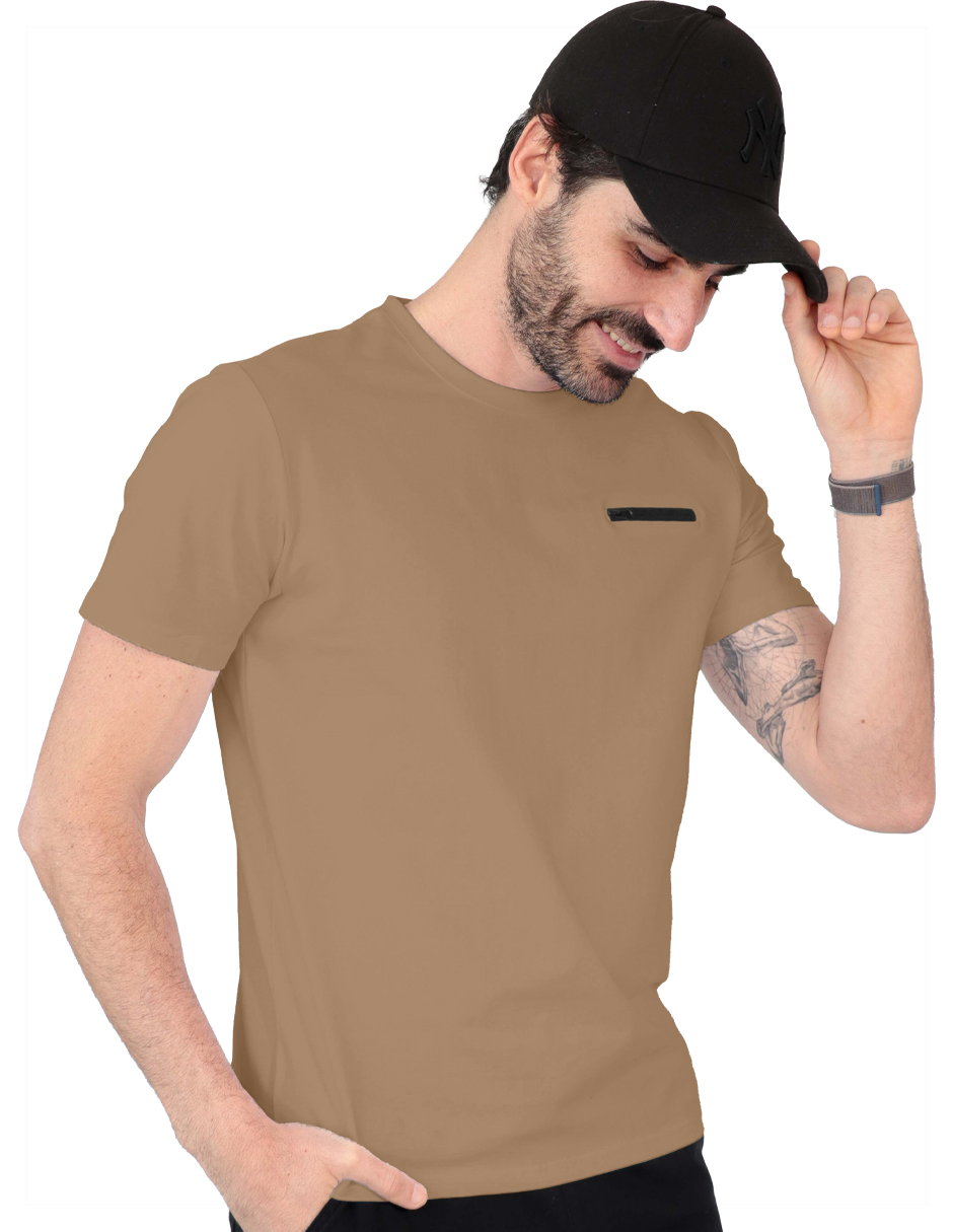 Foto 3 pulgar | Playera Basica Roosevelt Tish-le2506 Camel