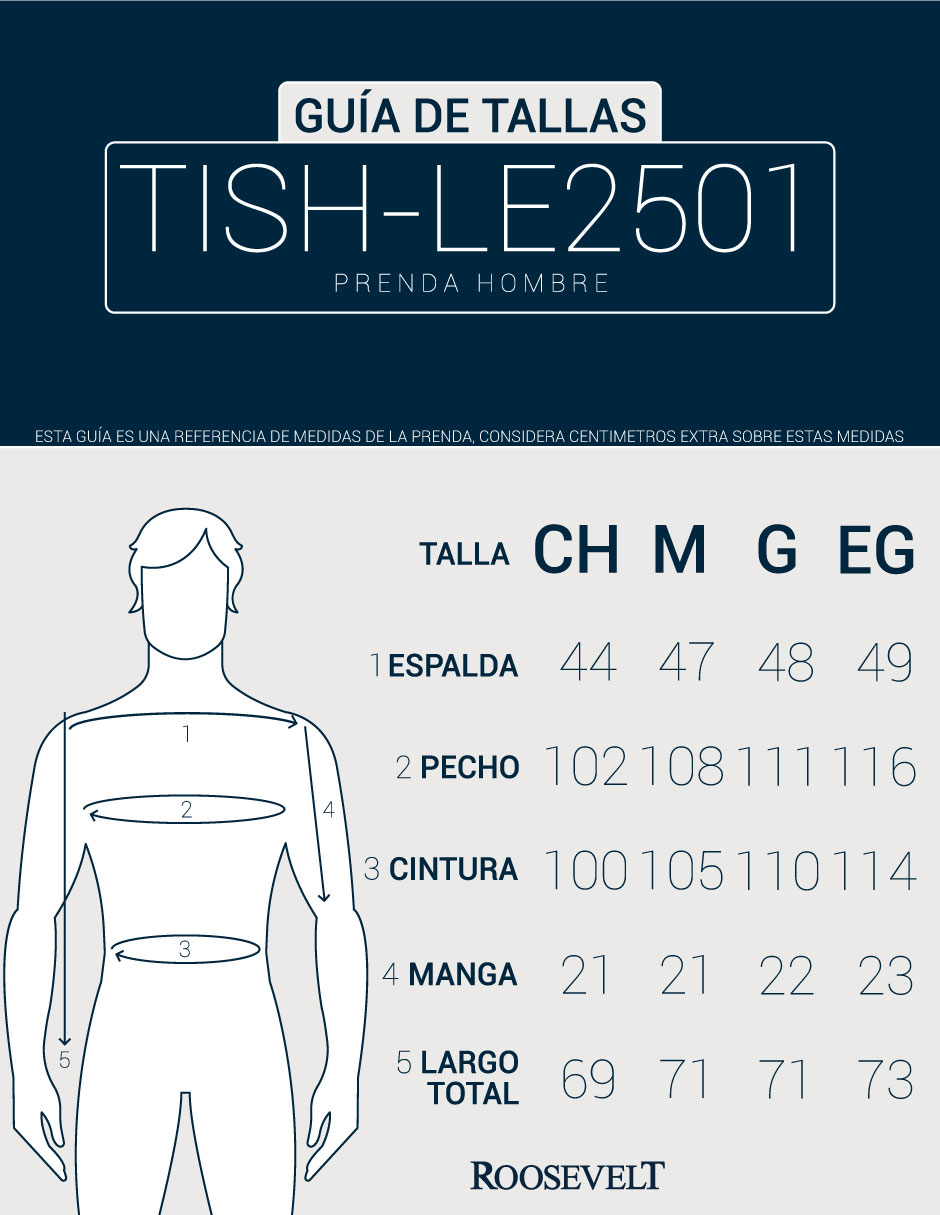 Foto 6 pulgar | Playera Hombre Roosevelt Tish-le2501 Azul Marino
