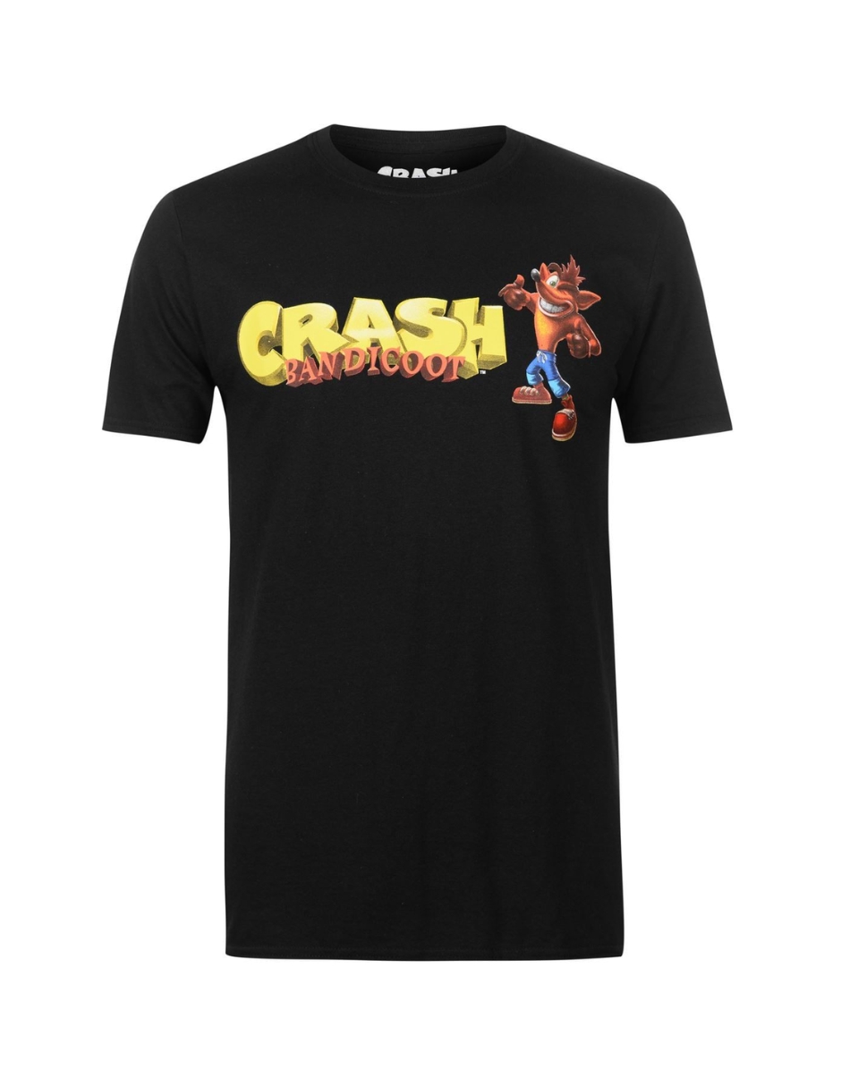 Playera De Algodón Crash Bandicoot Color Negra Talla Grande