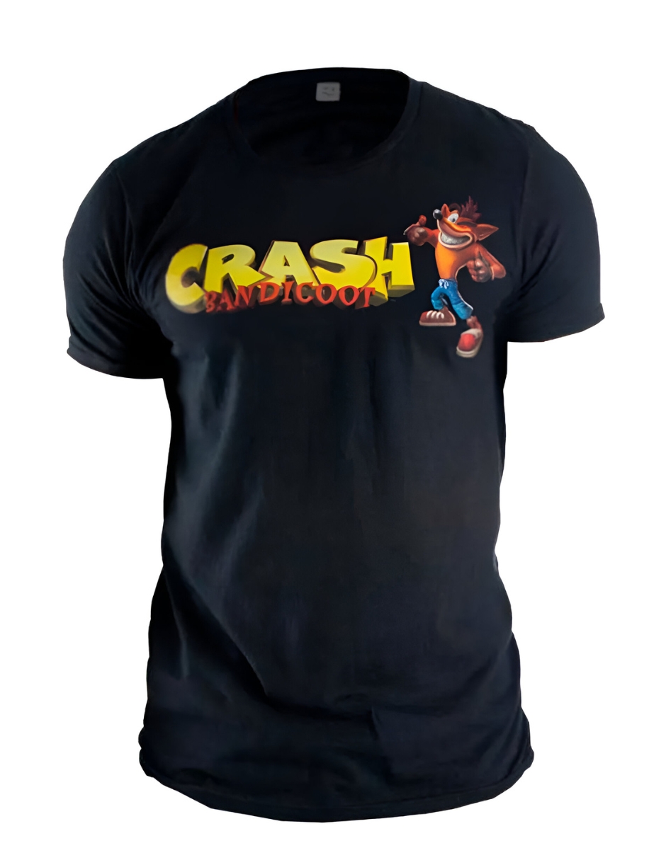 Foto 3 pulgar | Playera De Algodón Crash Bandicoot Color Negra Talla Grande