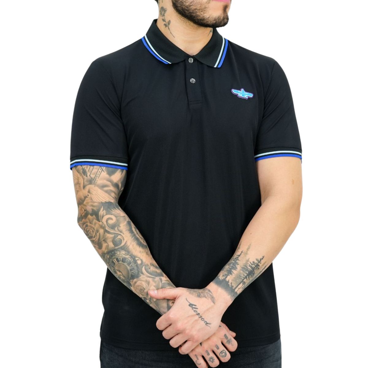 Playera Barabas 3ps126 Negra Azul Para Hombre
