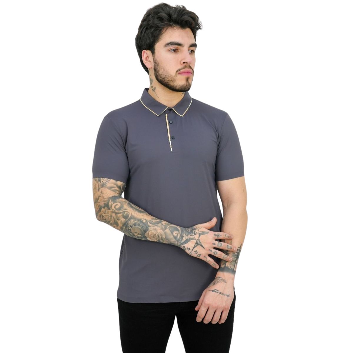 Playera Barabas 2PP827 Gris Oscuro para Hombre