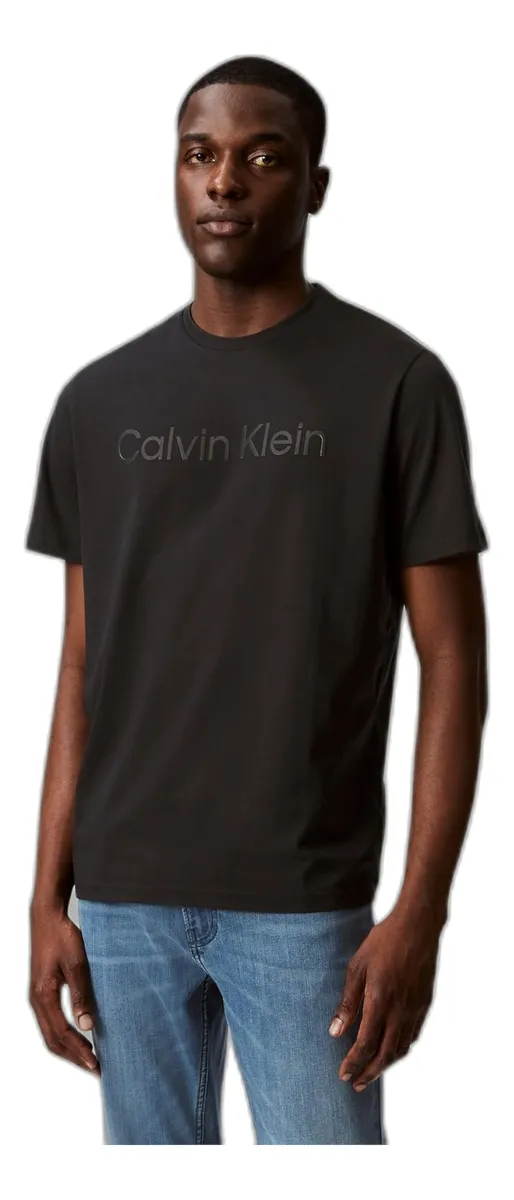 Camiseta Calvin Klein Para Hombre De Manga Corta Con Gráfico Lineal