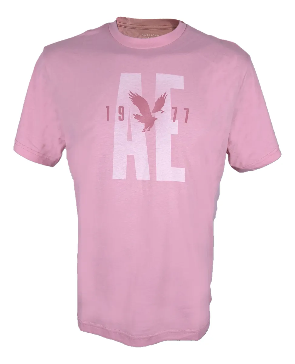 Playera American Eagle Rosa Calido Logo Graphic Mens T Shirt Warm Pink