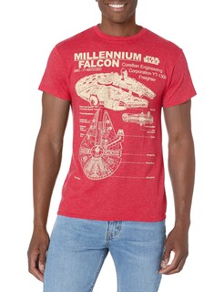 Foto 1 | Camiseta Star Wars Millennium Falcon Drawing Para Hombre - Rojo - Venta Internacional.