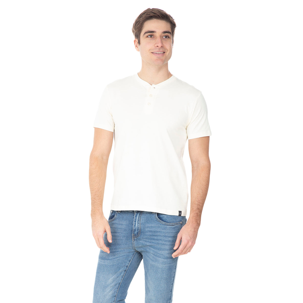 Playera Henley Manga Corta Lisa Con Botones Para Hombre Quarry