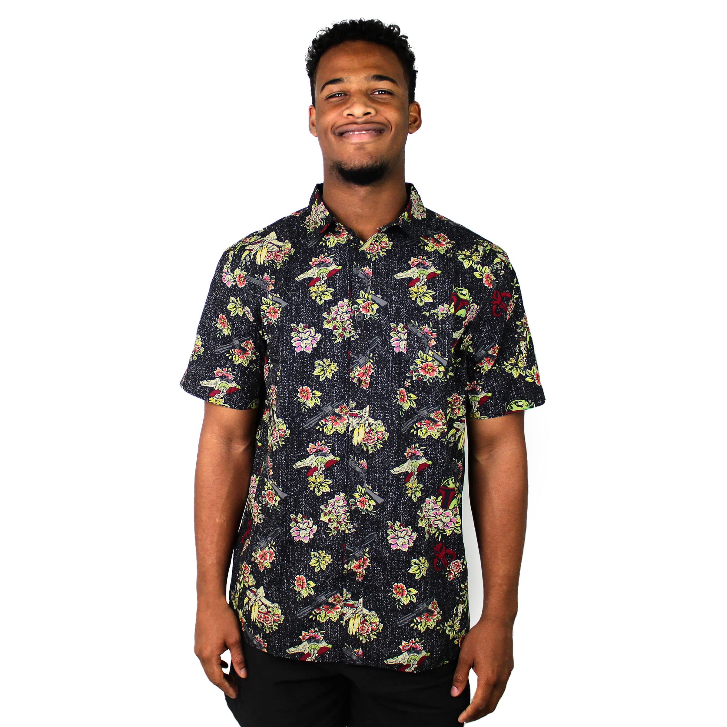 Foto 1 | Camiseta Star Wars Young Fett Floral Negra Para Hombre - Venta Internacional.