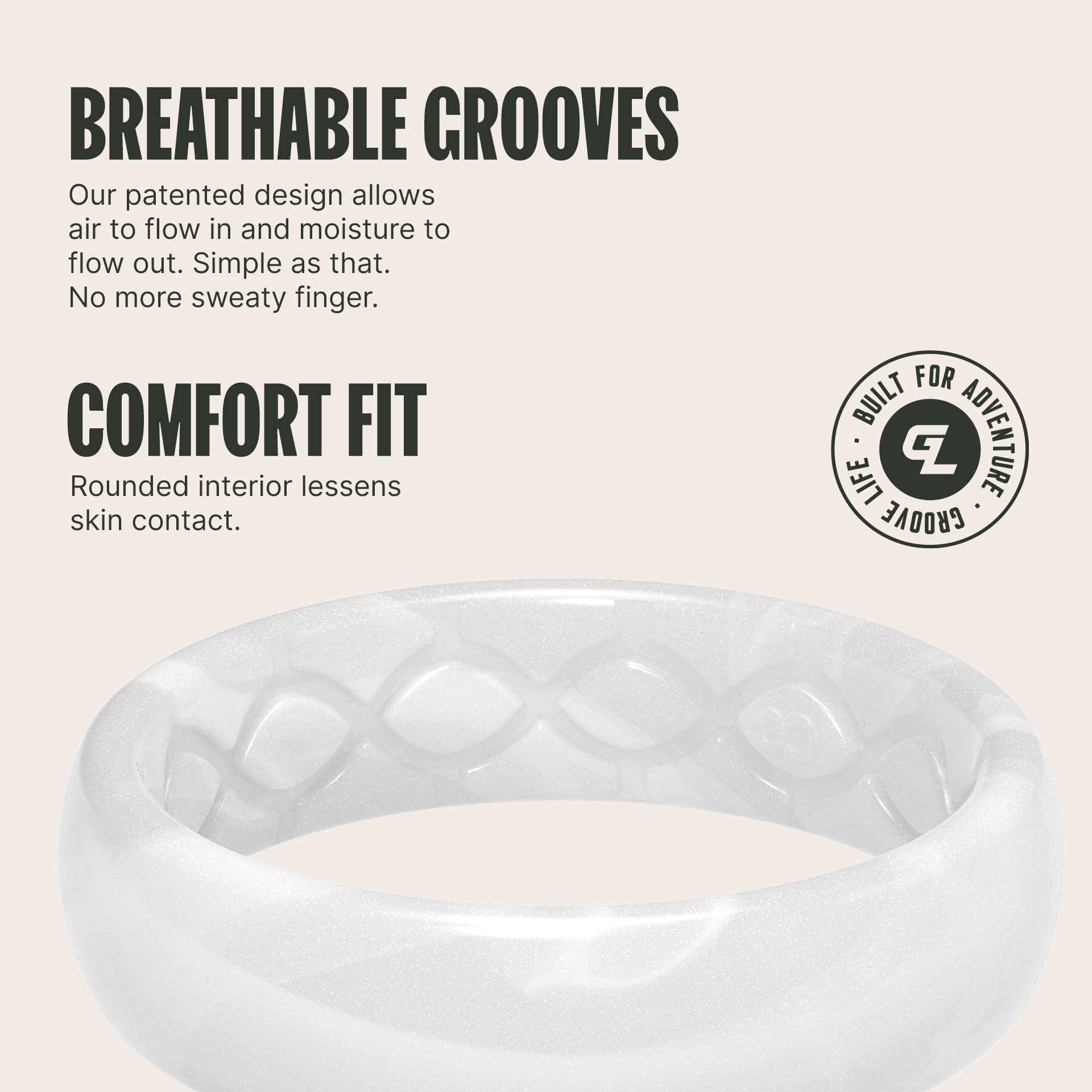 Foto 4 pulgar | Ring Groove Life, Perla Fina Metálica, Silicona, Talla 5, Para Mujer - Venta Internacional.