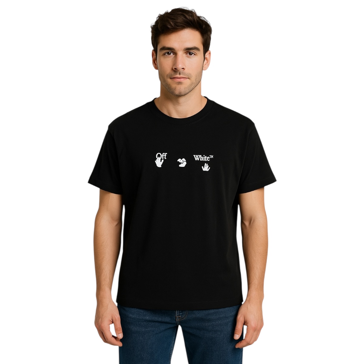 Foto 1 | Playera Off White Negra Splashed