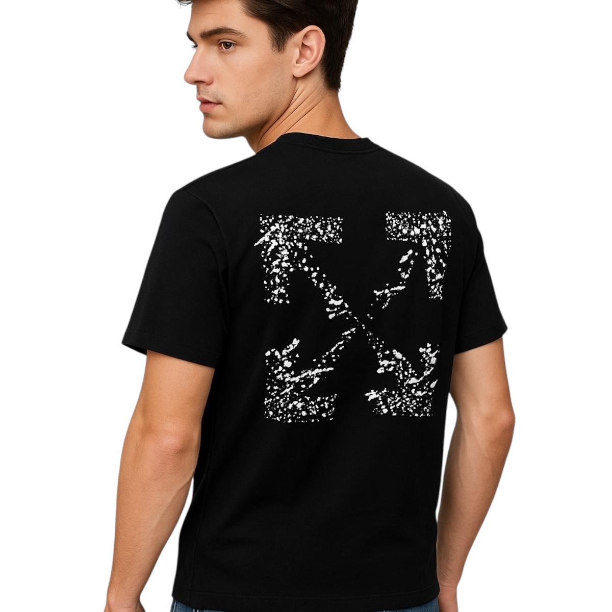 Foto 2 | Playera Off White Negra Splashed