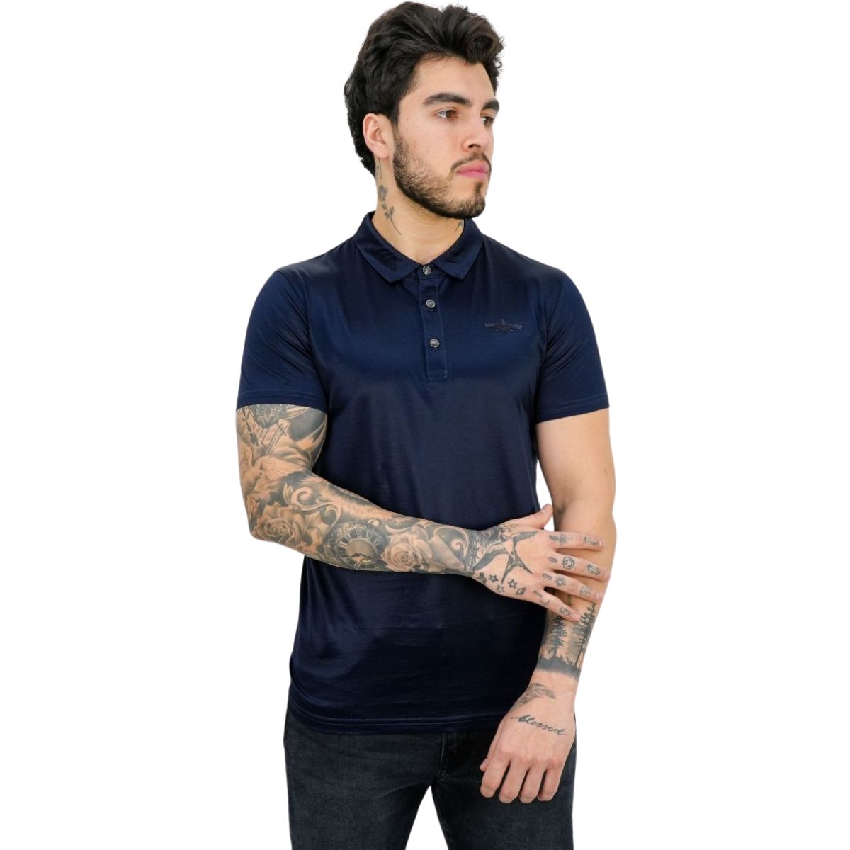 Foto 2 pulgar | Playera Barabas 3p02 Azul Marino Para Hombre